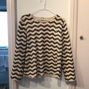 JCrew full sequin striped sweater